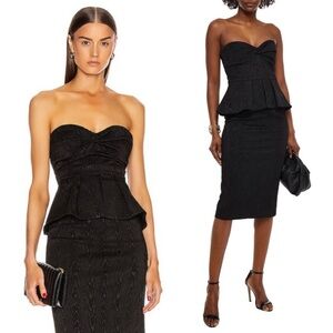 VERONICA BEARD Strapless Sweetheart Neck Old Money Peplum Pencil Skirt Dress 2
